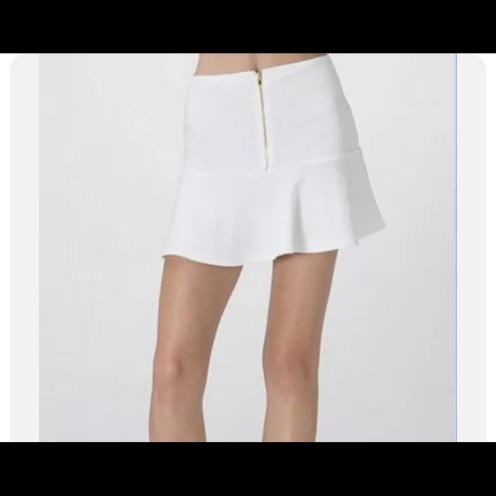 Sexy Ivory micro mini zip up ruffled tier mini skirt new Micro short stretch on